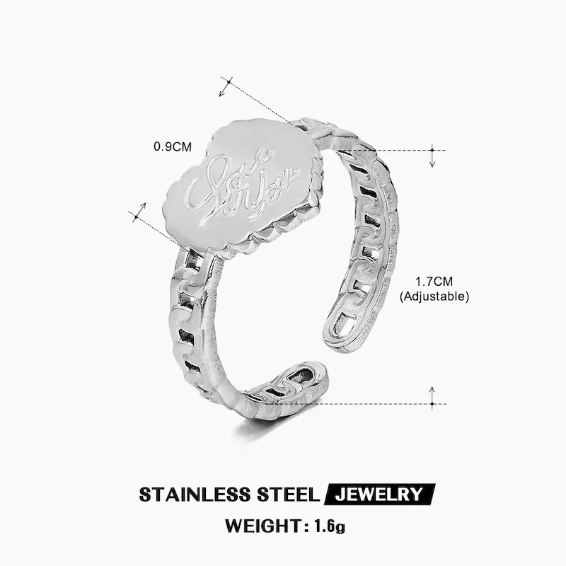 Wholesale Simple Fashion Stainless Steel Heart Ring - Image 22