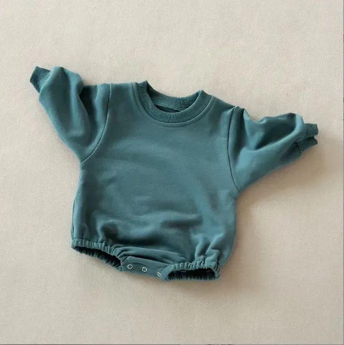 Wholesale Kids Baby Boys And Girls Fashion Simple Solid Color Round-Neck Long-Sleeve Rompers - Image 30