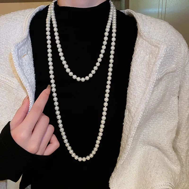 Wholesale Women Fashion Elegant Long Imitation Pearl Necklace