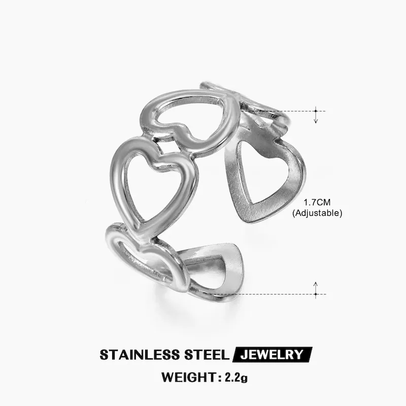 Wholesale Simple Fashion Stainless Steel Heart Ring - Image 28