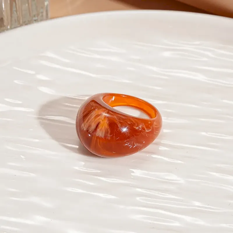 Wholesale Women Fashion Retro Geometric Resin Oval Ring - Image 9