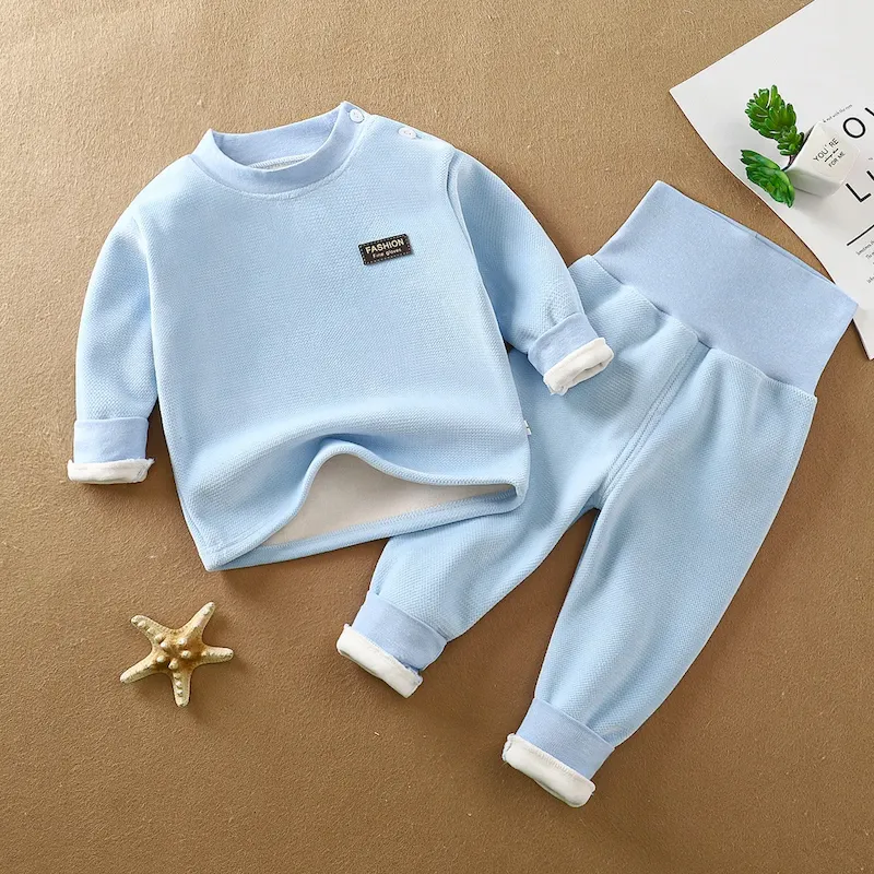 Wholesale Kids Baby Fashion Autumn And Winter Fleece-Lined Long-Sleeve Sweatshirt High Waist Pants Two-Piece Set - Image 7
