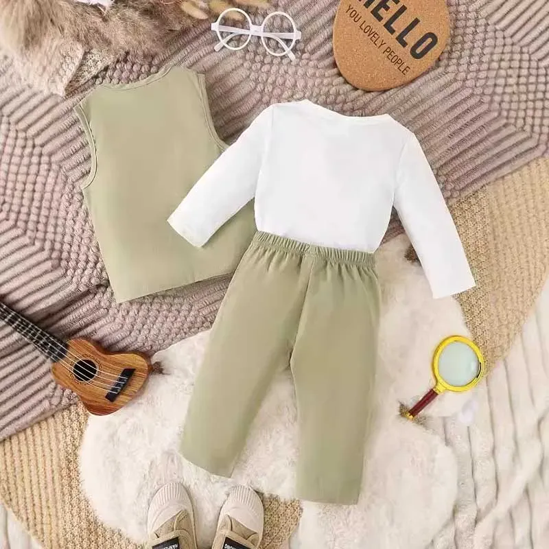 Wholesale Kids Baby Boys Casual Cute Alphabet Print Long Sleeve T-Shirt Vest Trousers Three-Piece Sets - Image 5