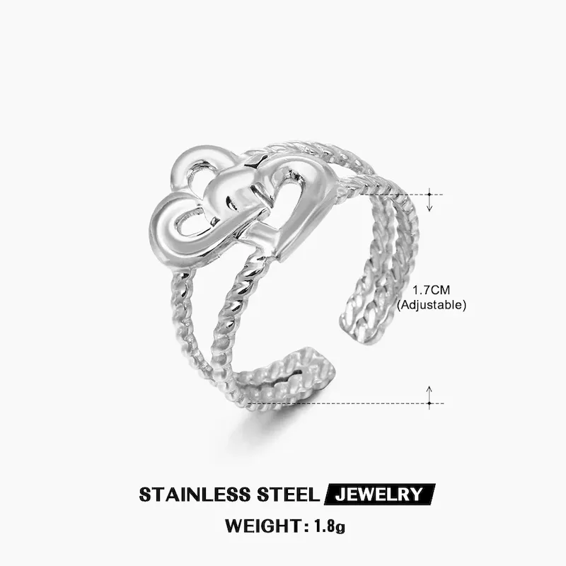 Wholesale Simple Fashion Stainless Steel Heart Ring - Image 32