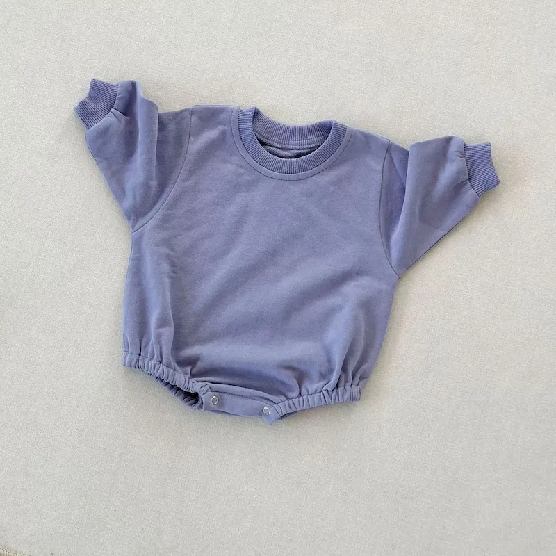Wholesale Kids Baby Boys And Girls Fashion Simple Solid Color Round-Neck Long-Sleeve Rompers - Image 24