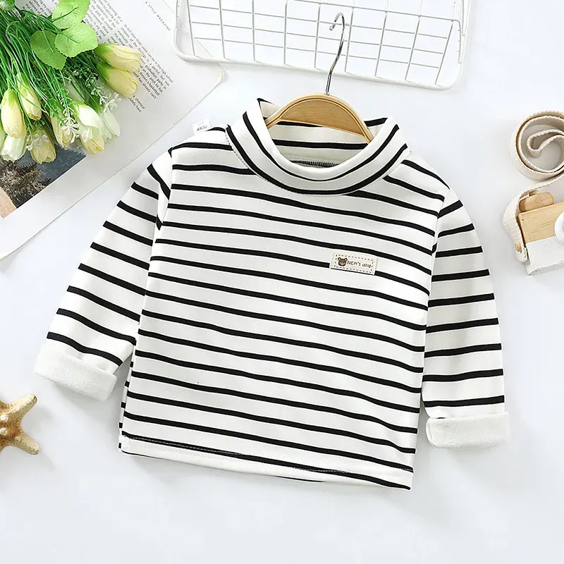 Wholesale Kids Toddler Boys Girls Casual Basic Stripe Print Fleece Long Sleeve T-Shirt - Image 7