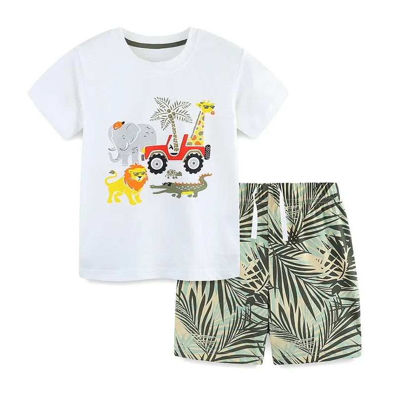 Wholesale Boys' Fashion Casual Printed Short-Sleeve T-Shirt Loose Shorts Two-Piece Set - Image 5