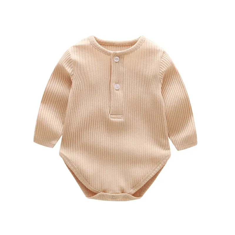 Wholesale Kid Baby Girl Fashion Cute Solid Color Spring And Autumn Round-Neck Long-Sleeve Rompers - Image 7