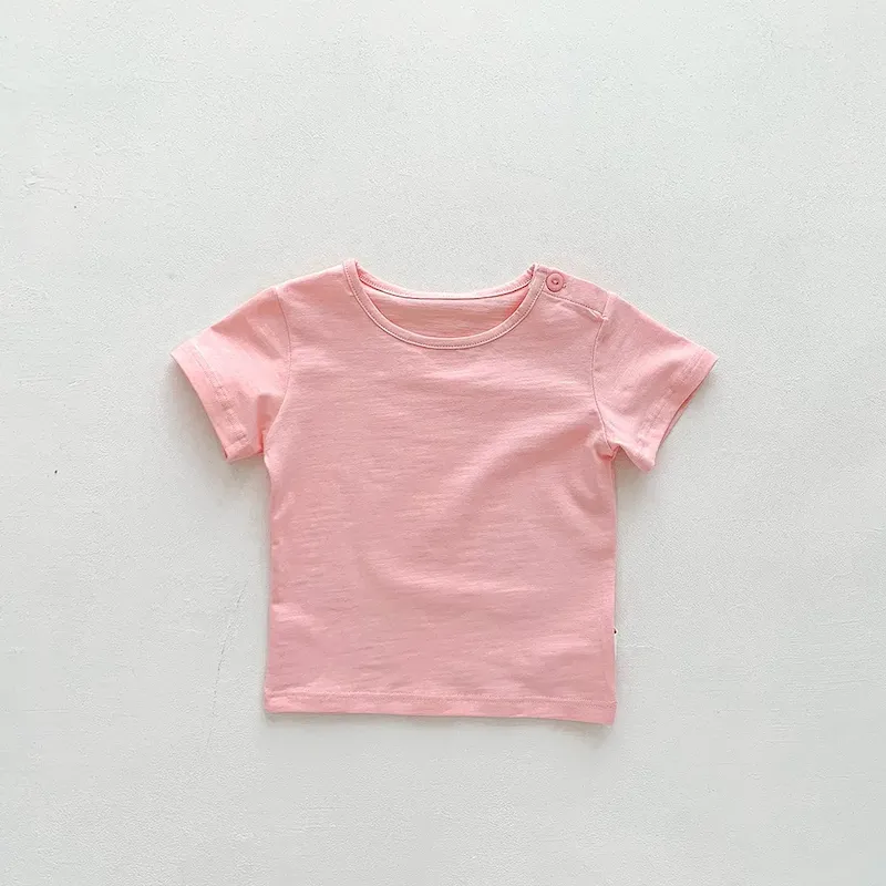 Wholesale Kids Baby Casual Solid Color Cotton Short-Sleeve T-Shirt - Image 7