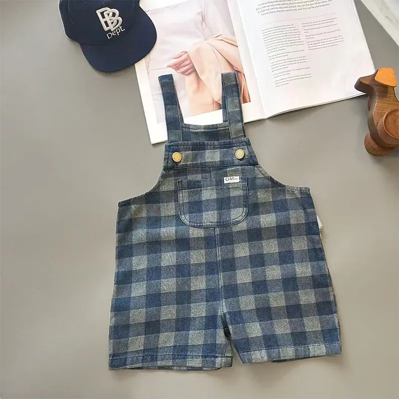 Wholesale Kids Boys Plaid Suspender Rompers - Image 5
