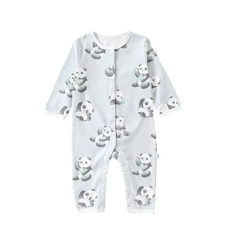 Wholesale Kids Baby Boys Girls Casual Cute Tiny Flower Animals Print Long Sleeve Romper - Image 6