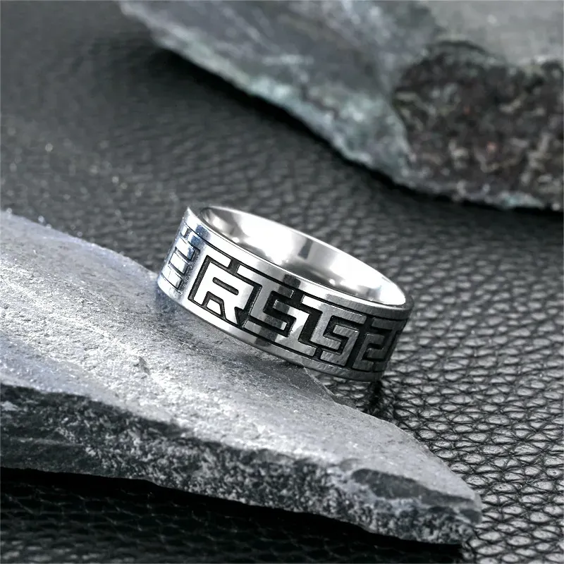 Wholesale men fashion Retro casual Titanium Steel Patterned Ring - Image 3
