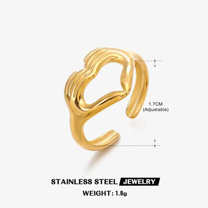 Wholesale Simple Fashion Stainless Steel Heart Ring - Image 9