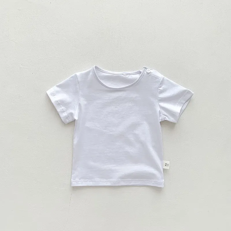 Wholesale Kids Baby Casual Solid Color Cotton Short-Sleeve T-Shirt - Image 5