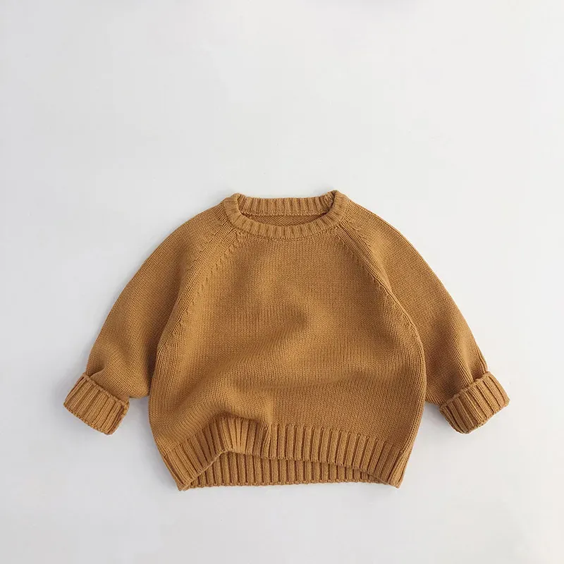 Wholesale Kids Boys And Girls Autumn And Winter Solid Color Round-Neck Long-Sleeve Sweater - Image 7