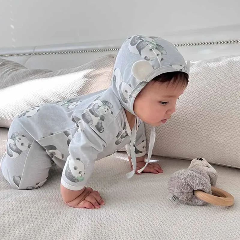 Wholesale Kids Baby Boys Girls Casual Cute Tiny Flower Animals Print Long Sleeve Romper - Image 4
