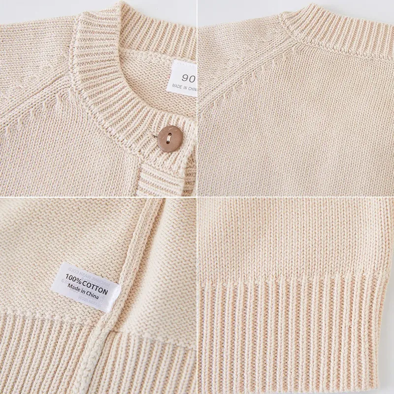 Wholesale Kids Toddler Boys Girls Autumn Winter Casual Cute Solid Color Cardigan Knitted Long Sleeve Sweater - Image 5
