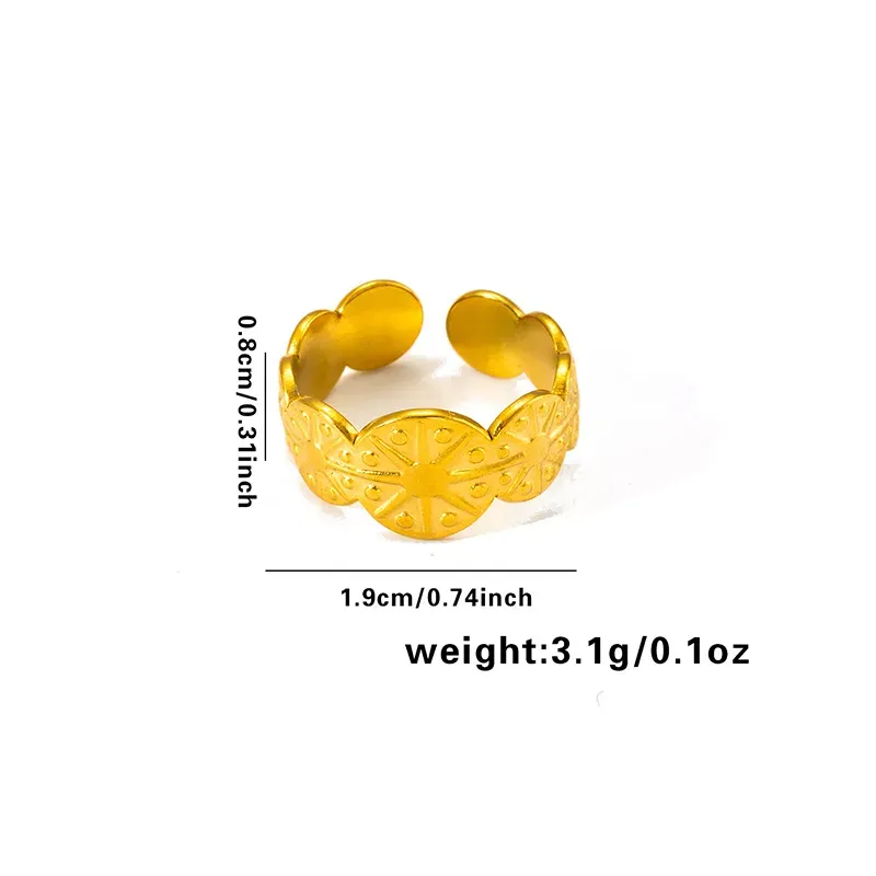 Wholesale Women Simple Geometric Leaf Heart-Shaped Titanium Steel Open Ring - Image 8