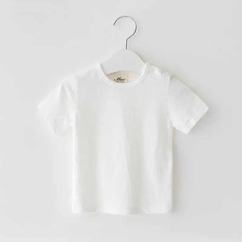 Wholesale Kids Baby Fashion Casual Solid Color Cotton Round Neck Short-Sleeve T-Shirt - Image 5