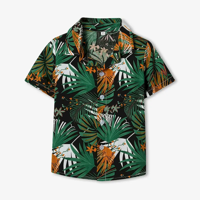 Wholesale Summer Short-Sleeved Lapel Hawaiian Flower Shirt - Image 25
