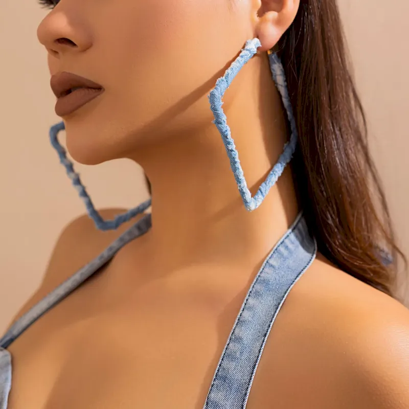 Wholesale Valentine Temperament Simple Denim Geometric Earrings
