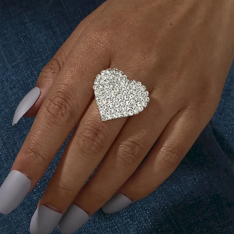 Wholesale Shiny Rhinestone Gemotry Opening Ring - Image 7