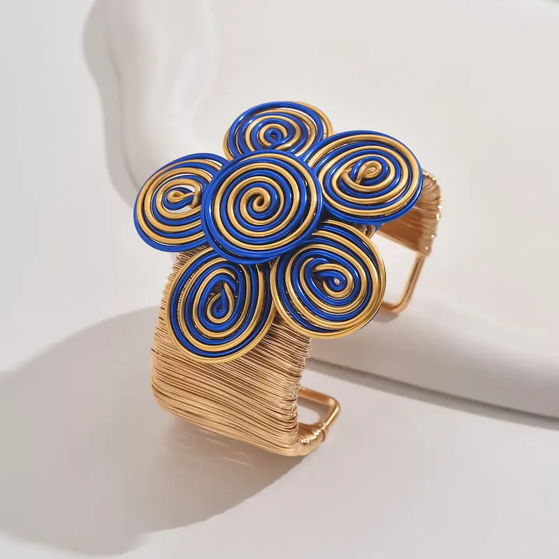 Wholesale Women Fashion Exaggerated Boho Floral Bracelet - Image 9