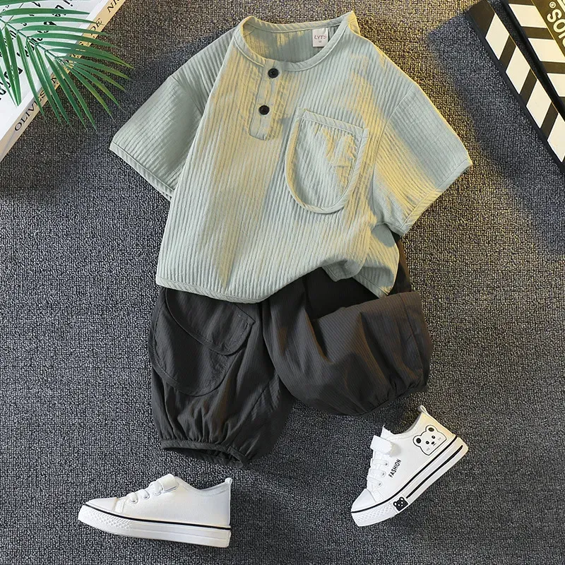 Wholesale Boy'S Casual Solid Two-Piece Set - Image 6