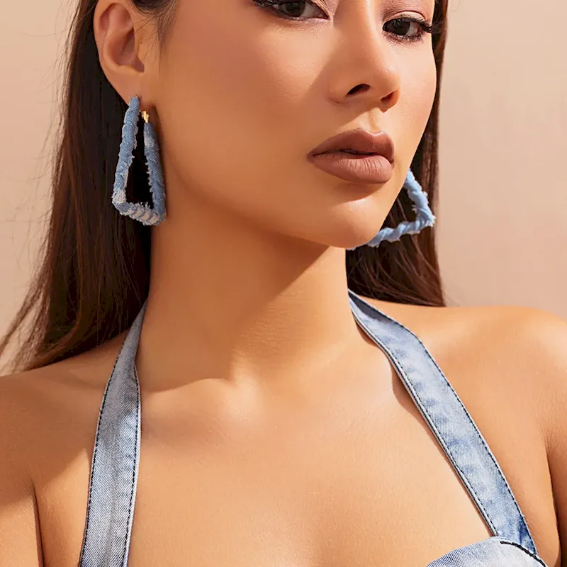 Wholesale Valentine Temperament Simple Denim Geometric Earrings