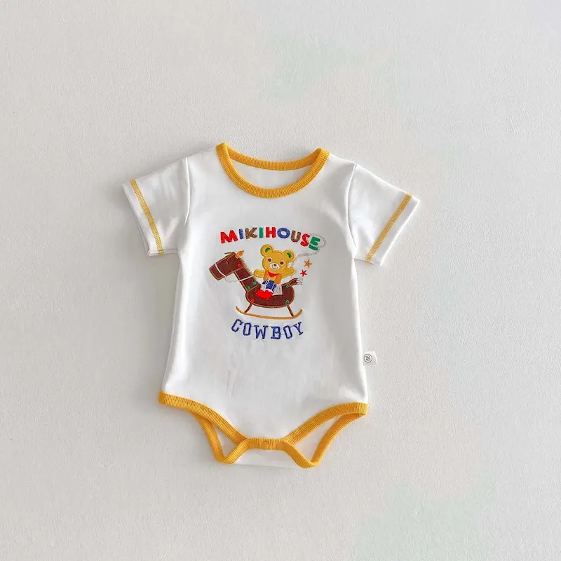 Wholesale Kids Baby Boys Girls Casual Cute Cartoon Print Short Sleeve Romper - Image 7
