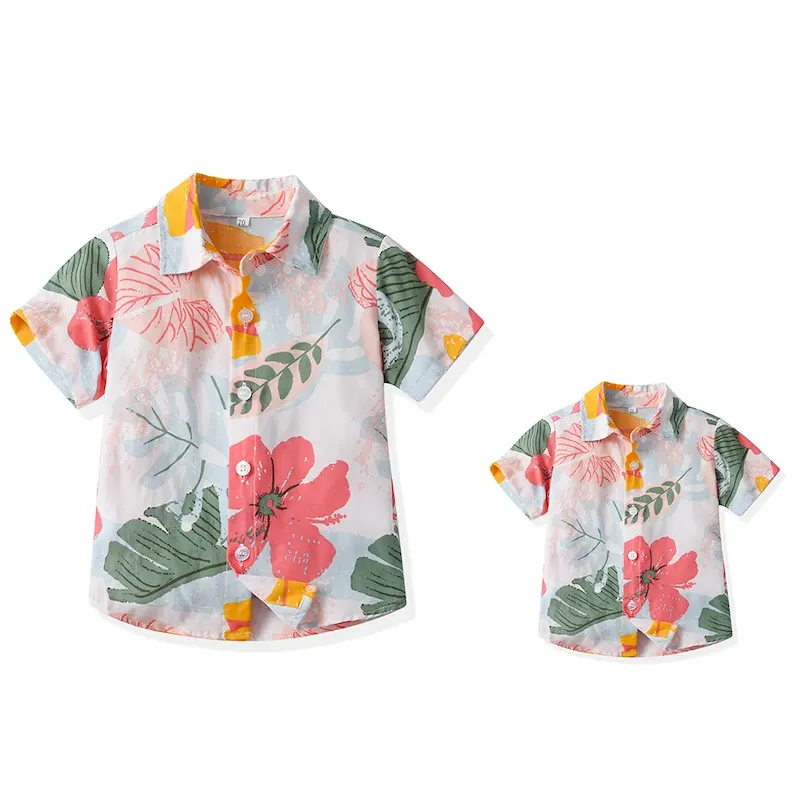 Wholesale Summer Short-Sleeved Lapel Hawaiian Flower Shirt - Image 6