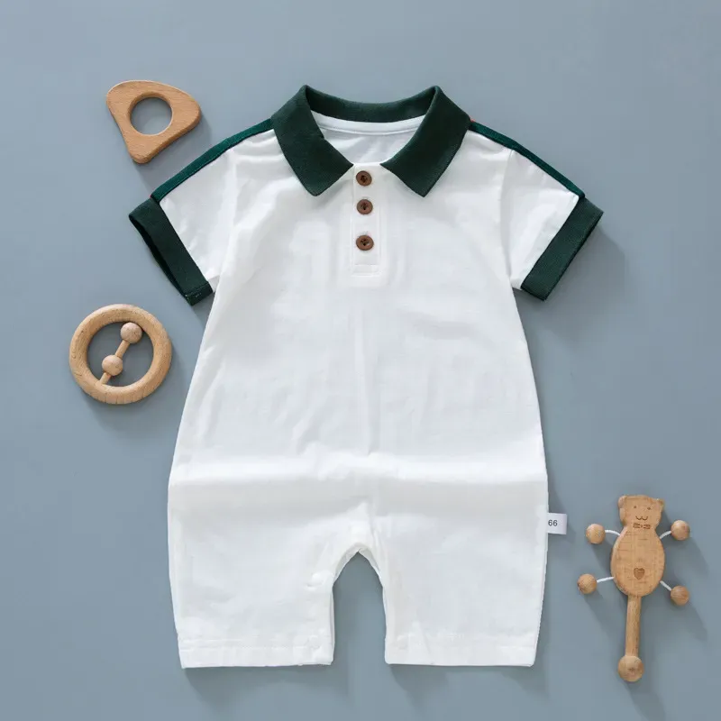 Wholesale Kids Baby Boys Fashion Casual Color Matching Short Sleeve Lapel POLO Romper