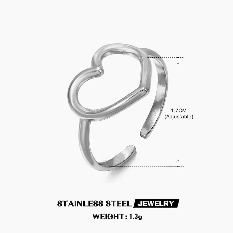 Wholesale Simple Fashion Stainless Steel Heart Ring - Image 24
