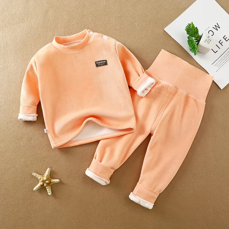 Wholesale Kids Baby Fashion Autumn And Winter Fleece-Lined Long-Sleeve Sweatshirt High Waist Pants Two-Piece Set - Image 8