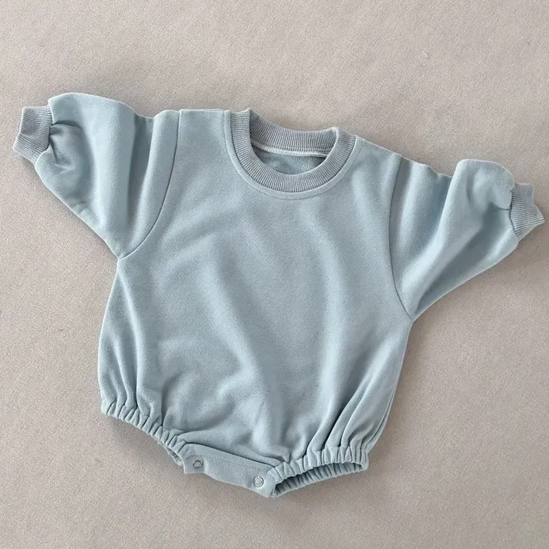 Wholesale Kids Baby Boys And Girls Fashion Simple Solid Color Round-Neck Long-Sleeve Rompers - Image 15