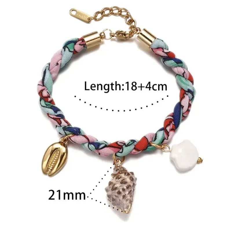 Wholesale Beach Series Necklace Marine Life Multicolor Floral Shell Pendant Silk Scarf Cloth Strip Necklace - Image 20
