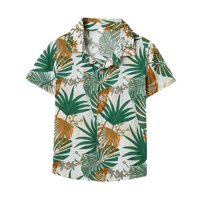 Wholesale Summer Short-Sleeved Lapel Hawaiian Flower Shirt - Image 24