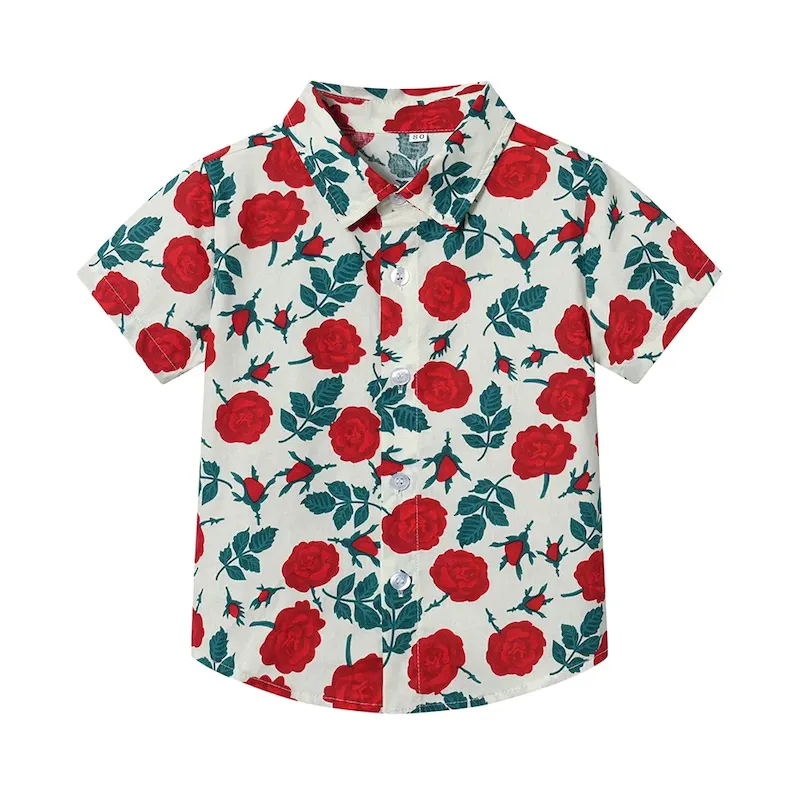 Wholesale Summer Short-Sleeved Lapel Hawaiian Flower Shirt - Image 29