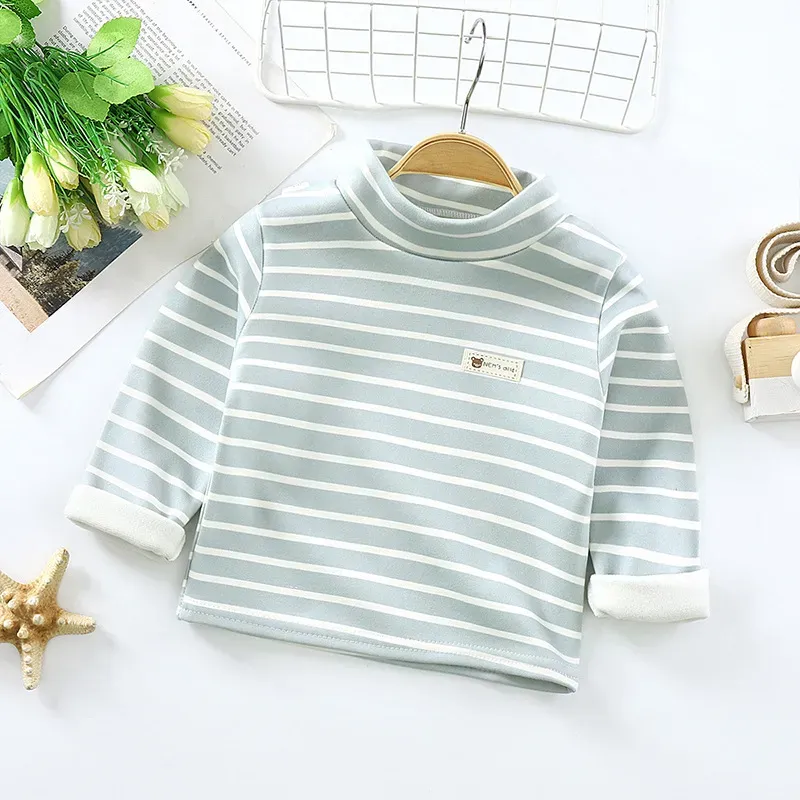 Wholesale Kids Toddler Boys Girls Casual Basic Stripe Print Fleece Long Sleeve T-Shirt - Image 5