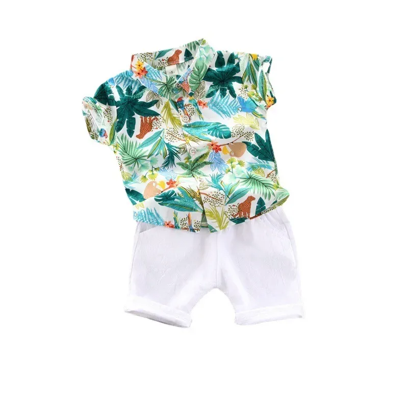 Wholesale Summer Boy'S Fashion Coconut Tree Print Two-Piece Set - Image 3