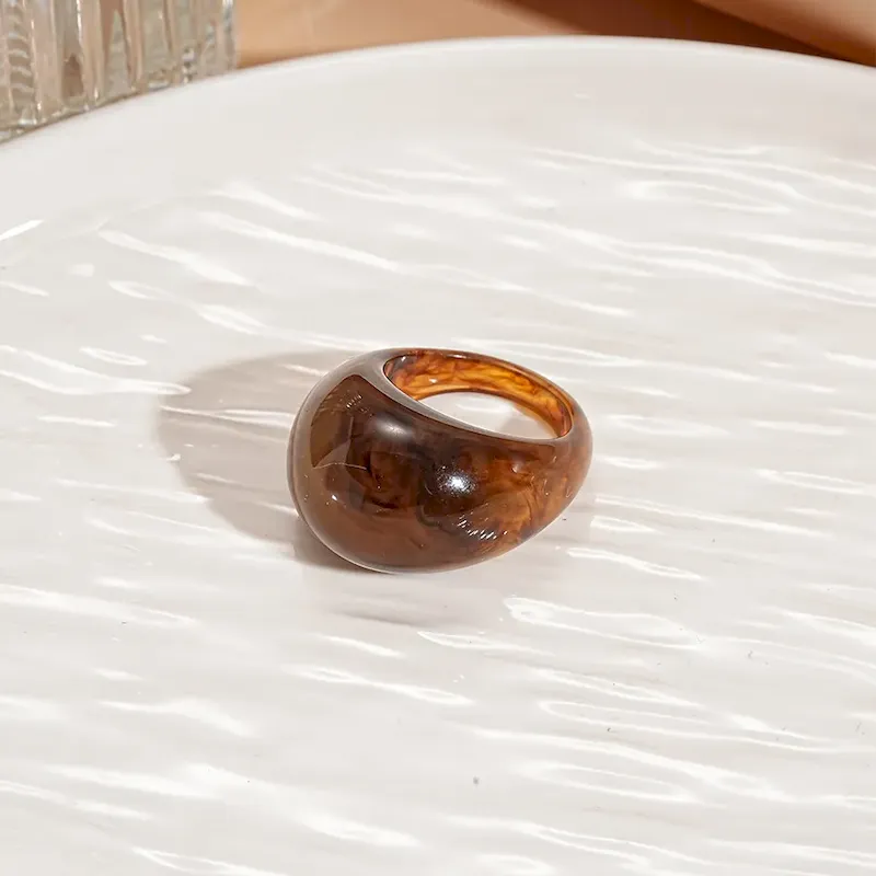 Wholesale Women Fashion Retro Geometric Resin Oval Ring - Image 8