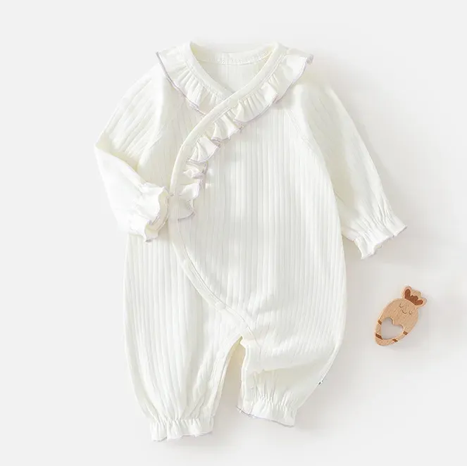 Wholesale Kids Baby'S Girl Fashion Spring And Autumn Solid Color Lace Collar Long Sleeve Jumpsuit - Image 3