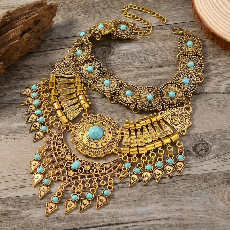 Wholesale Vintage Ethnic Exaggerated Water Drop Tassel Necklace - Image 5