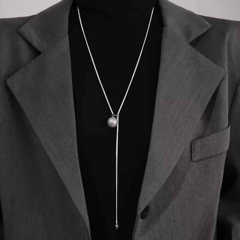 Wholesale Women Fashion Simple Pearl Long Necklace