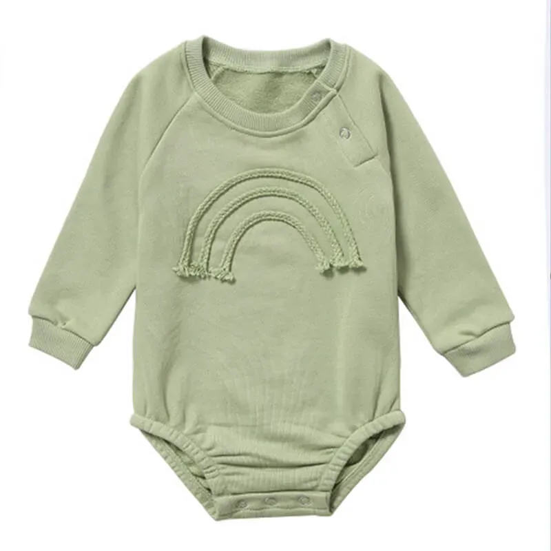 Wholesale Kids Simple Rainbow Line Pattern Long-sleeves Romper - Image 9