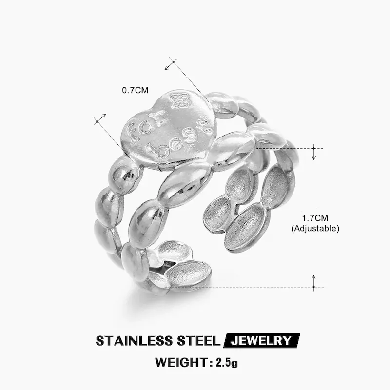 Wholesale Simple Fashion Stainless Steel Heart Ring - Image 12