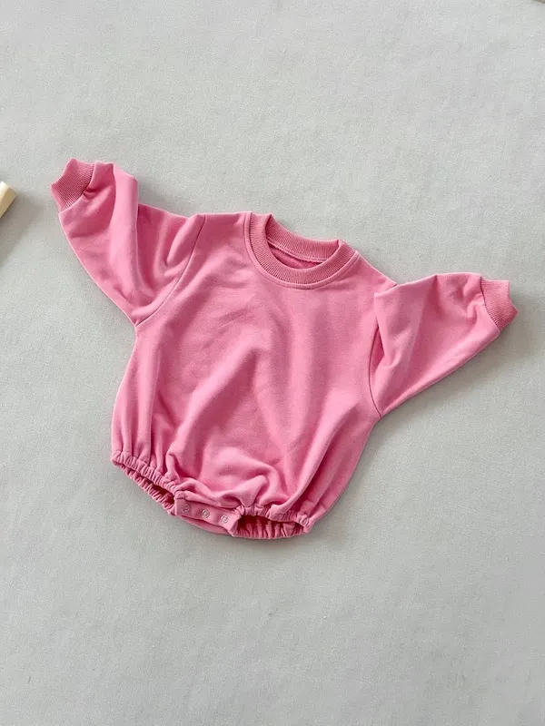 Wholesale Kids Baby Boys And Girls Fashion Simple Solid Color Round-Neck Long-Sleeve Rompers - Image 32