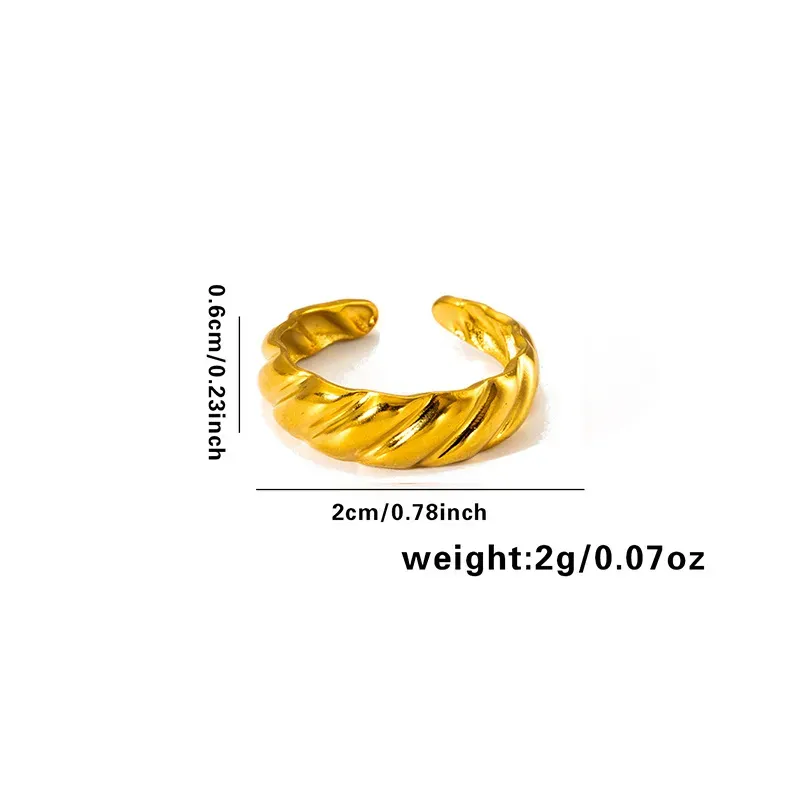 Wholesale Women Simple Geometric Leaf Heart-Shaped Titanium Steel Open Ring - Image 16