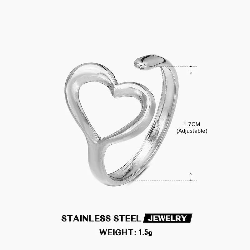 Wholesale Simple Fashion Stainless Steel Heart Ring - Image 20
