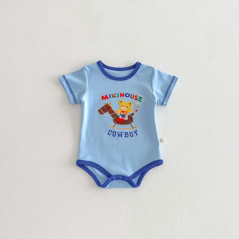 Wholesale Kids Baby Boys Girls Casual Cute Cartoon Print Short Sleeve Romper - Image 6